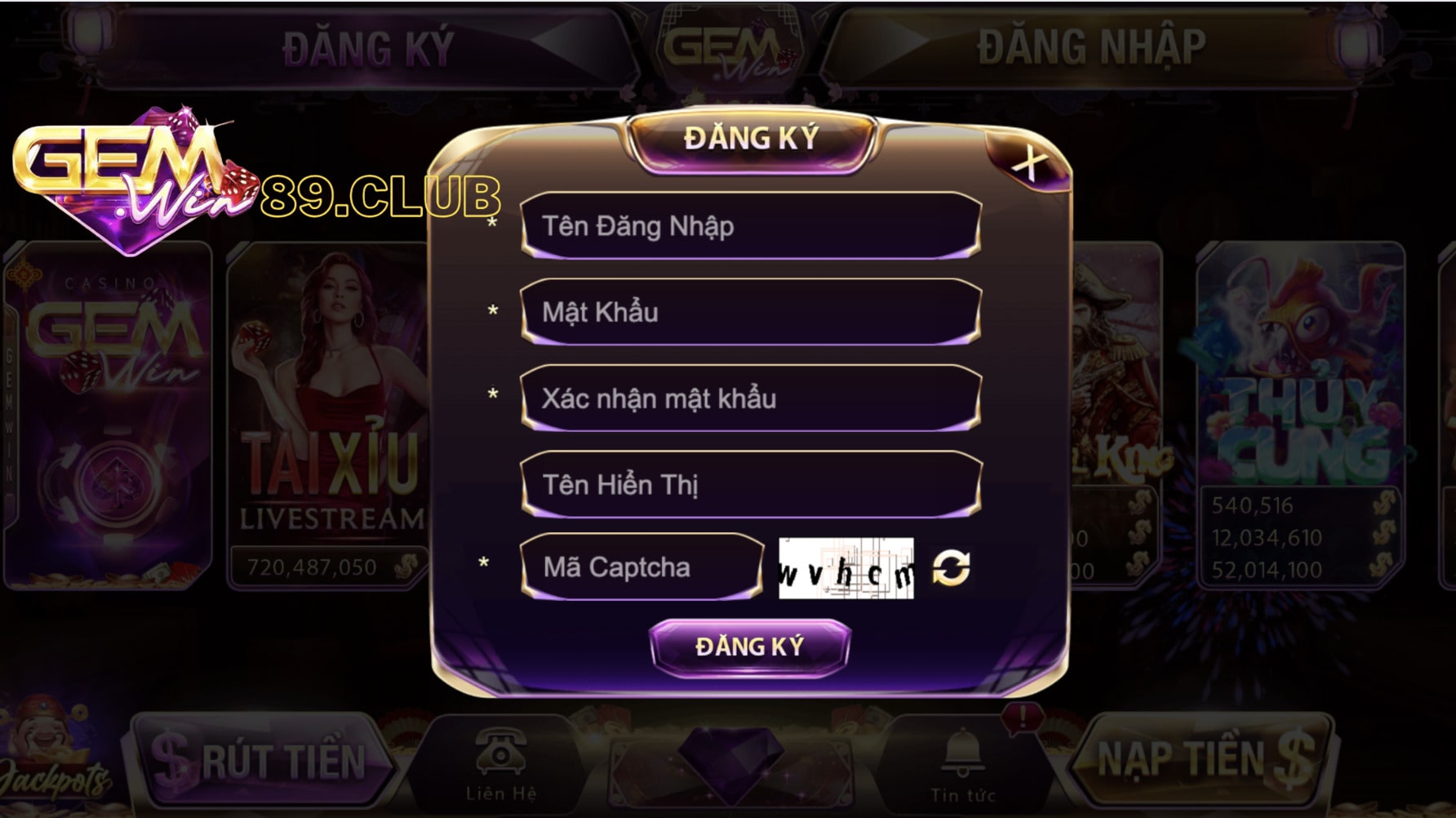 Đăng ký và đăng nhập Gemwin đơn giản nhanh chóng