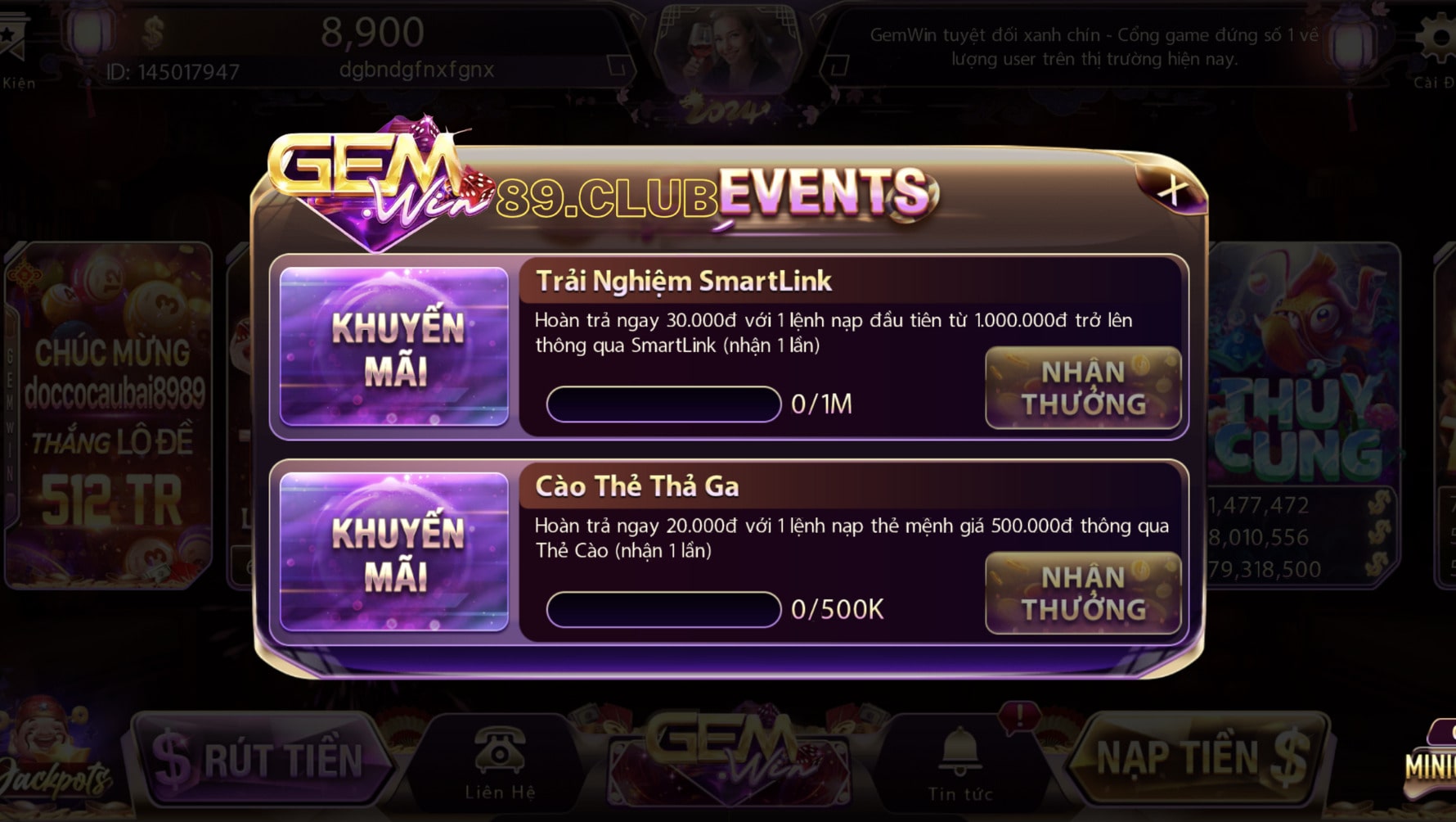 Khuyến mãi Gemwin, quà khủng mỗi tuần