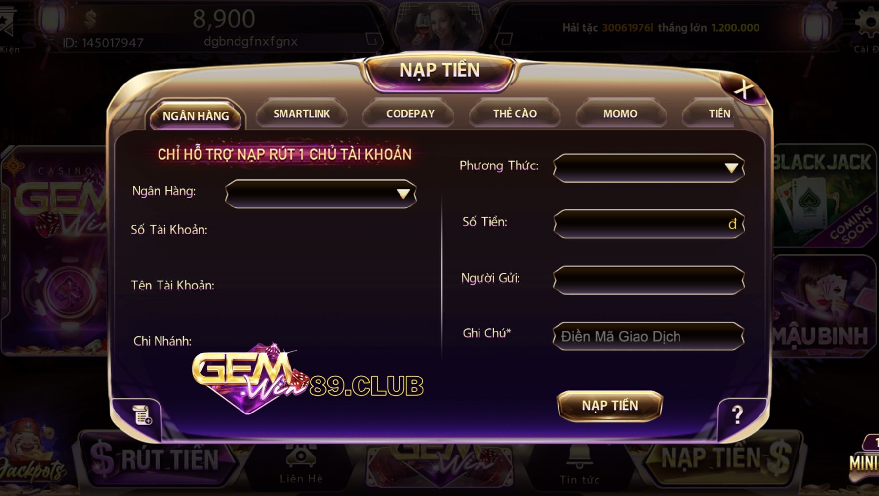 Tổng hợp phương thức nạp tiền Gemwin an toàn Tổng hợp phương thức nạp tiền Gemwin an toàn