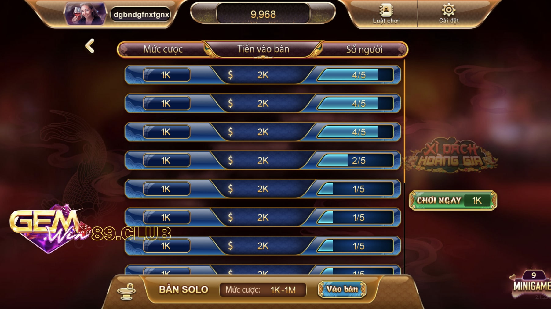 Tham gia chơi nhanh chóng game bài xì dách tại Gemwin Tham gia chơi nhanh chóng game bài xì dách tại Gemwin